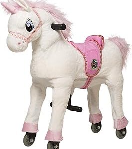 animal riding- Unicorn Cavallo da Equitazione, Melodia (per Bambini dai 3 Anni in su, Altezza Sella 56 cm, con rotelle) ARU010S, Colore Bianco, s, ZRU010S